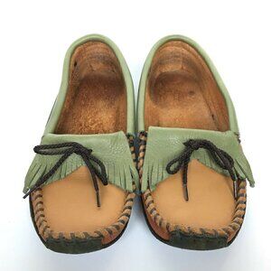Native American Yellow Orange Green Moccasins 6.5